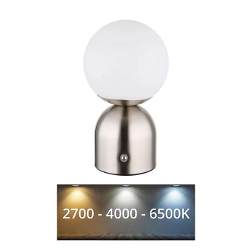 Globo - Lampe de table tactile à intensité variable LED/2,5W/3,7V 2700K/4000K/6500K 1800 mAh USB chrome mat