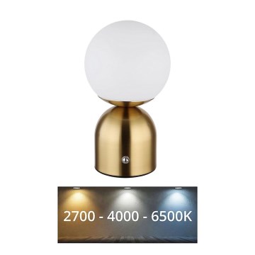 Globo - Lampe de table tactile à intensité variable LED/2,5W/3,7V 2700K/4000K/6500K 1800 mAh USB laiton
