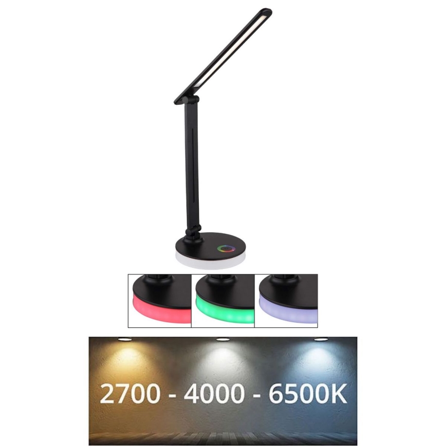 Globo - Lampe de table tactile RGBW à intensité variable LED/5W/230V + LED/2W 2700K/4000K/6500K noir