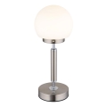 Globo - LED Lampada da tavolo touch ricaricabile e dimmerabile LED/2,5W/5V 1800mAh 2700/4000/6500K cromo opaco