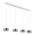 Globo - LED-Pendelleuchte mit Stahlseil LED/24W/230V weiß/rauchgrau