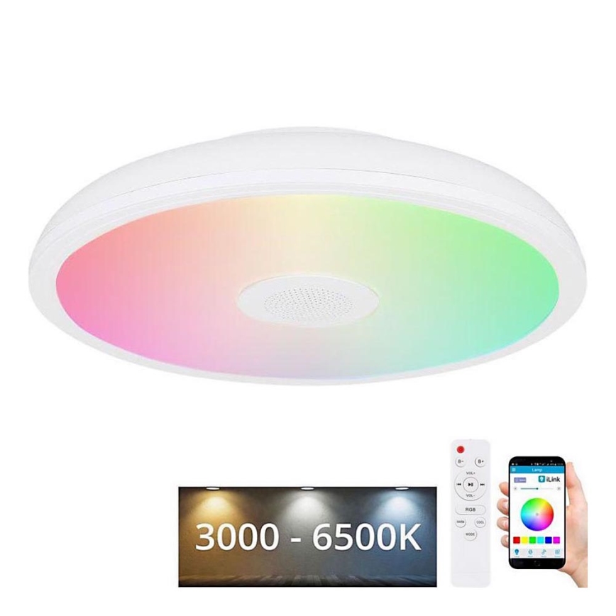 Globo - Luminaire à intensité variable RGBW salle de bain avec haut-parleur LED/18W/230V 3000-6500K IP44 + télécommande