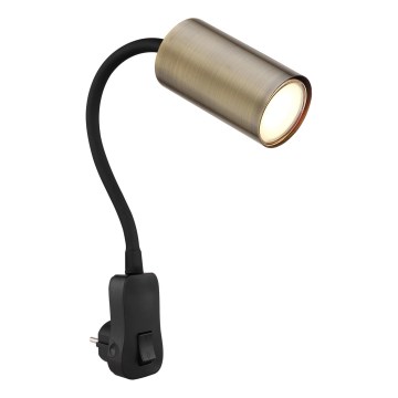 Globo - Steckdosen-Wandspotleuchte 1xGU10/25W/230V schwarz/Messing
