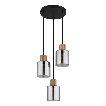 Globo - Suspension filaire 3xE27/25W/230V noir d. 30 cm