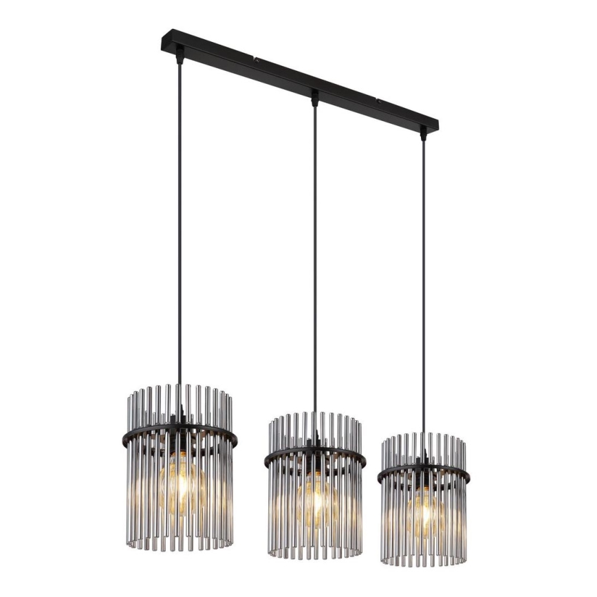 Globo - Suspension filaire 3xE27/60W/230V noir