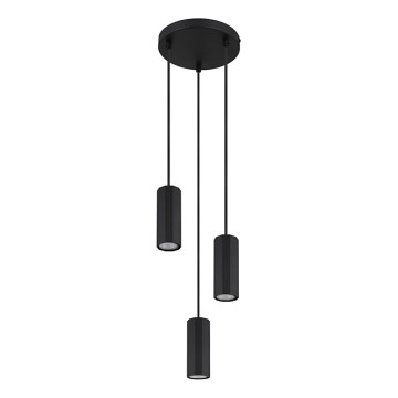 Globo - Suspension filaire 3xGU10/25W/230V noir