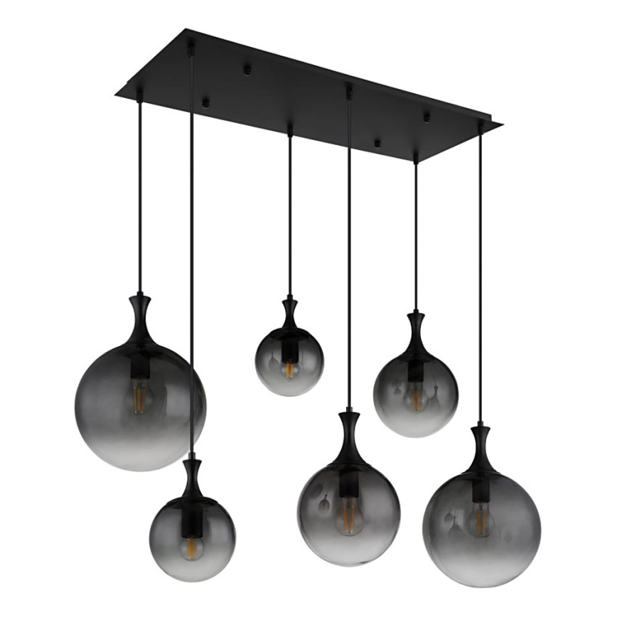 Globo - Suspension filaire 6xE27/10W/230V noir