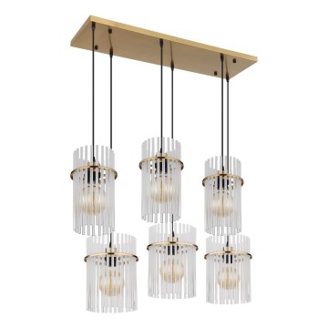 Globo - Suspension sur câble 6xE27/60W/230V dorée