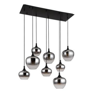 Globo - Suspension sur câble 8xE27/40W/230V noir