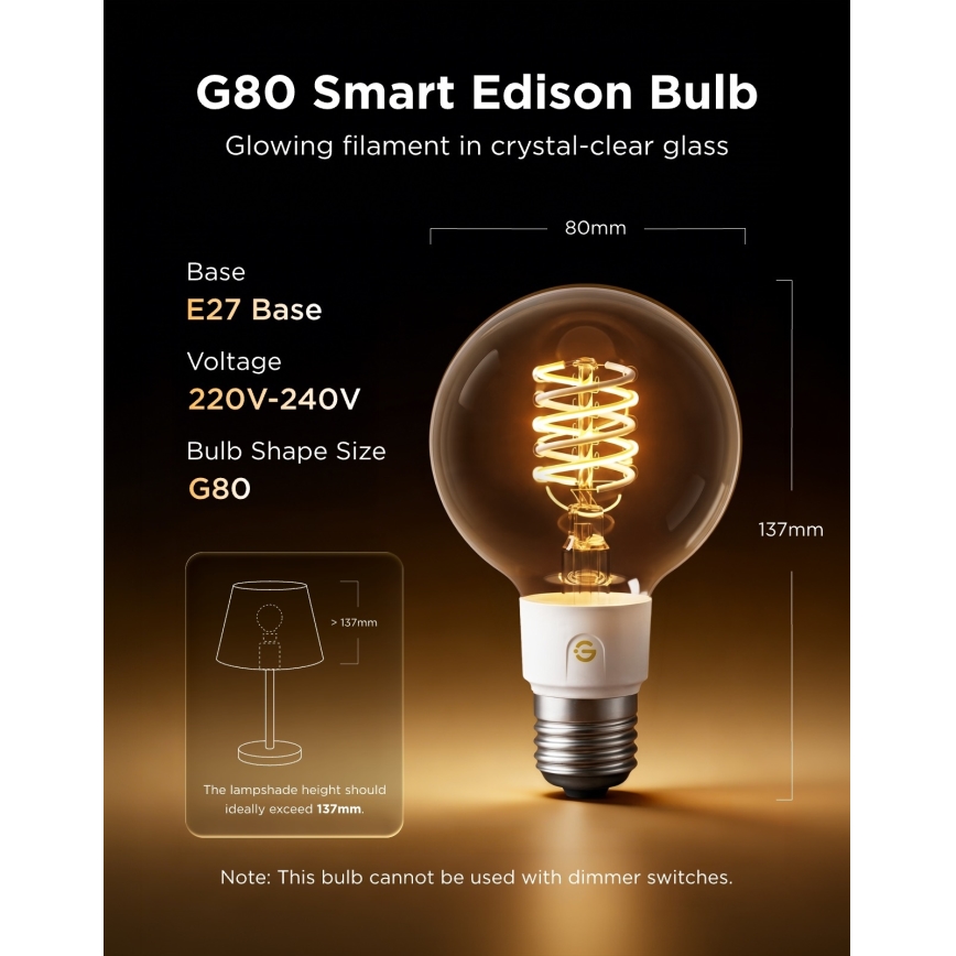 Govee - Ampoule LED RGBWW dimmable Smart MATTER G80 E27/5W/230V 2700-6500K Wi-Fi