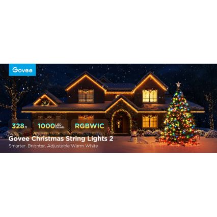 Govee - Catena natalizia a LED RGBICW per esterni 2700-6500K 20m Wi-Fi Matter IP66