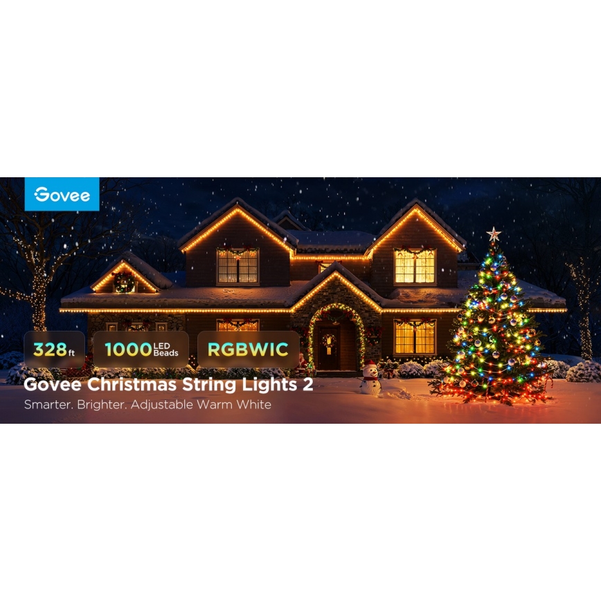 Govee - Catena natalizia a LED RGBICW per esterni 2700-6500K 20m Wi-Fi Matter IP66