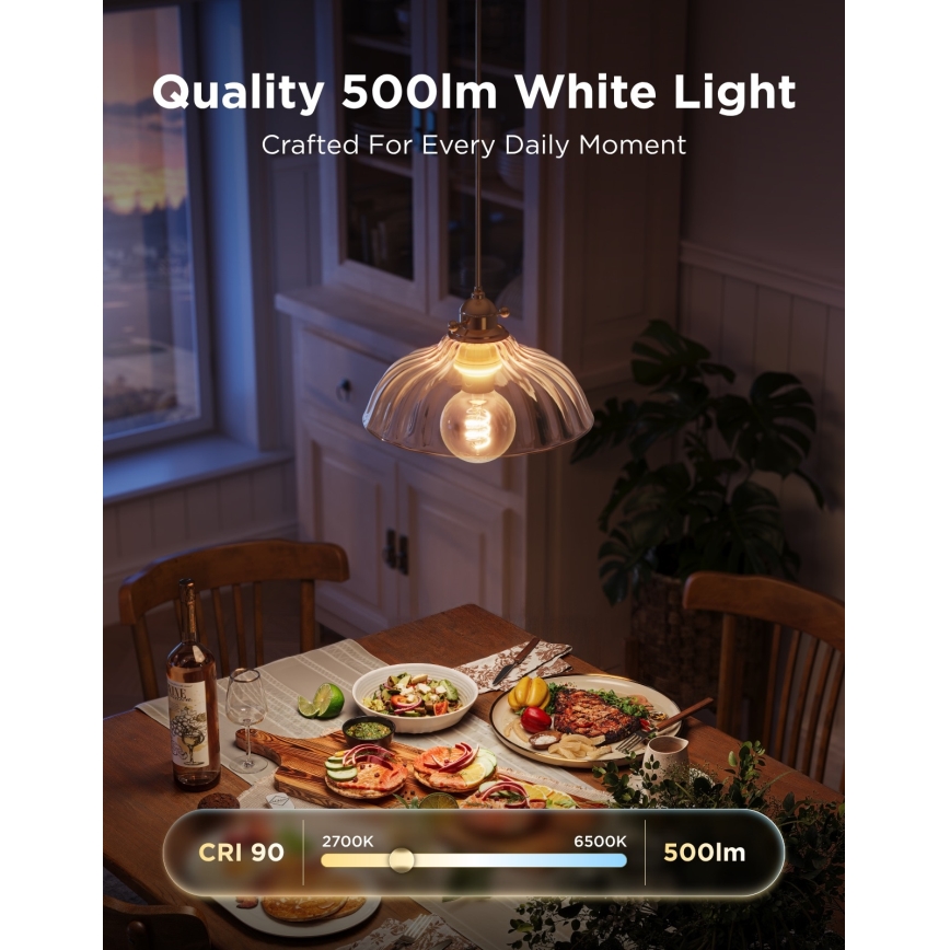 Govee - LED RGBWW dimmbare Glühbirne Smart MATTER G80 E27/5W/230V 2700-6500K Wi-Fi