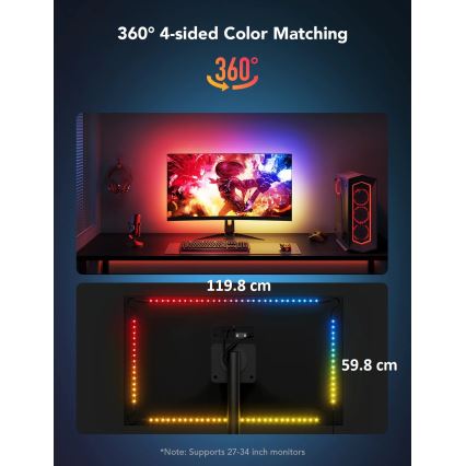 Govee - Dreamview G1 Smart LED RGBIC monitor illuminazione 27-34" Wi-Fi