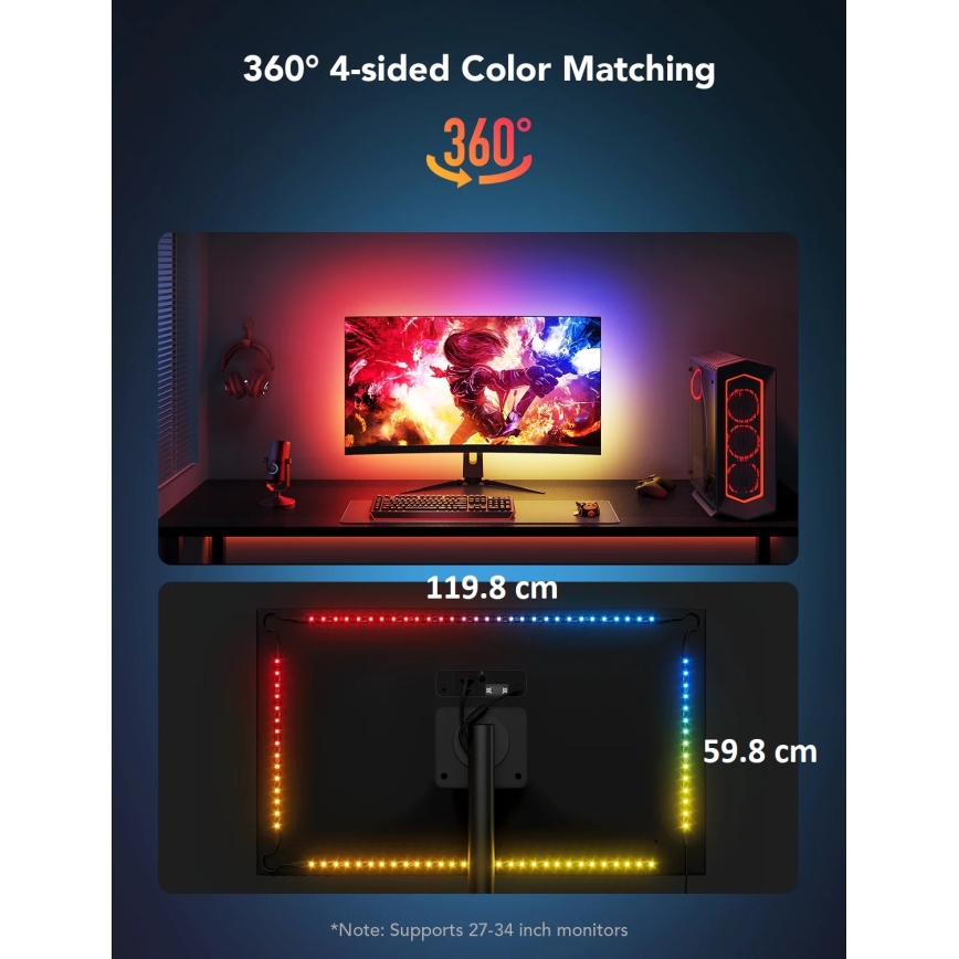 Govee - Dreamview G1 Smart LED RGBIC monitor illuminazione 27-34" Wi-Fi