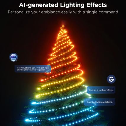 Govee - Guirlande de noël extérieure LED RGBICW 2700-6500K 20m Wi-Fi Matter IP66