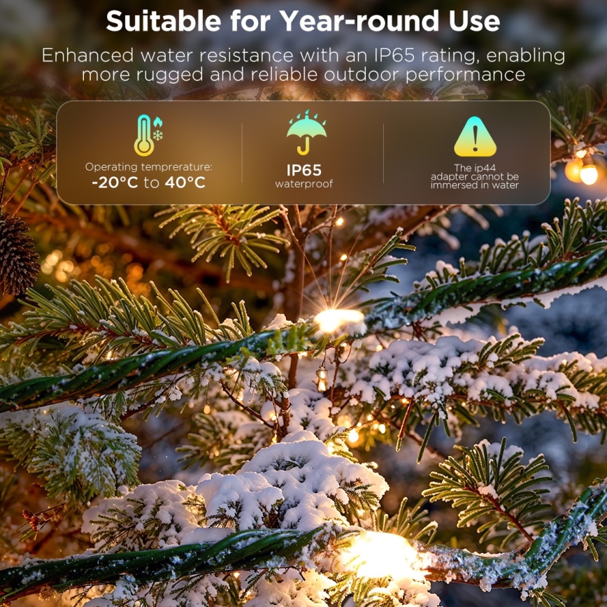 Govee - Guirlande de noël extérieure LED RGBICW 2700-6500K 20m Wi-Fi Matter IP66