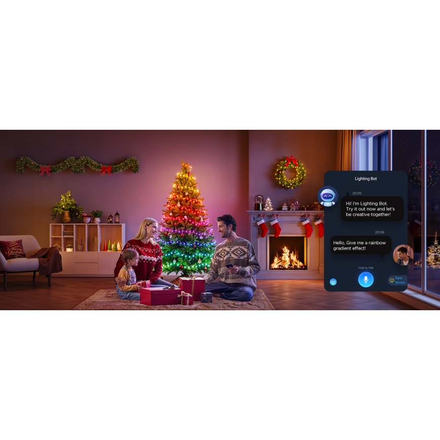 Govee - Guirlande de noël extérieure LED RGBICW 2700-6500K 20m Wi-Fi Matter IP66