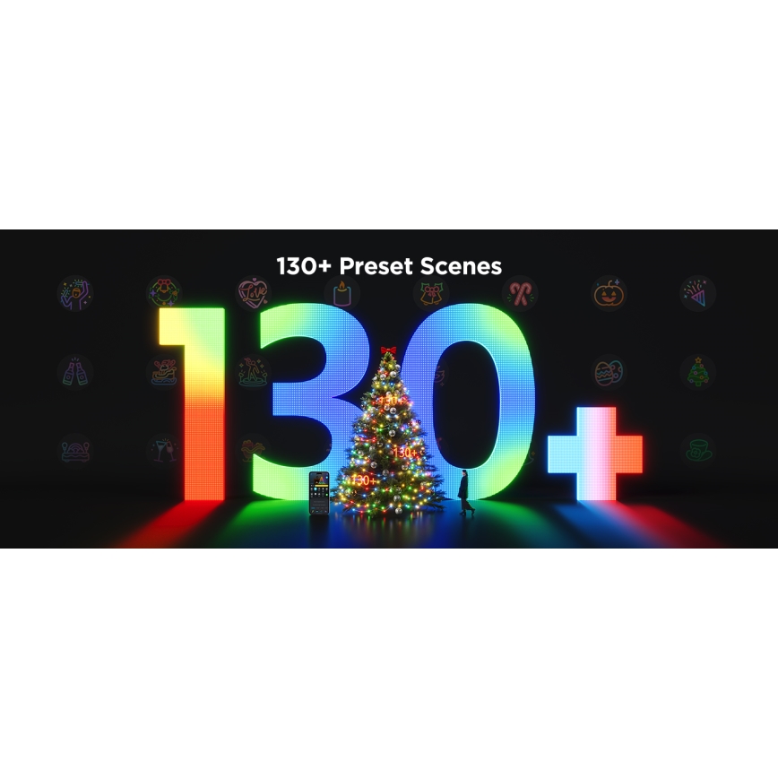 Govee - Guirlande de noël extérieure LED RGBICW 2700-6500K 20m Wi-Fi Matter IP66