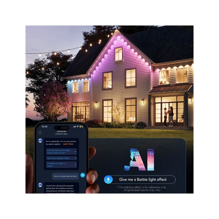 Govee - Guirlande de spots LED RGBIC 30 m, Wi‑Fi, Matter, IP67