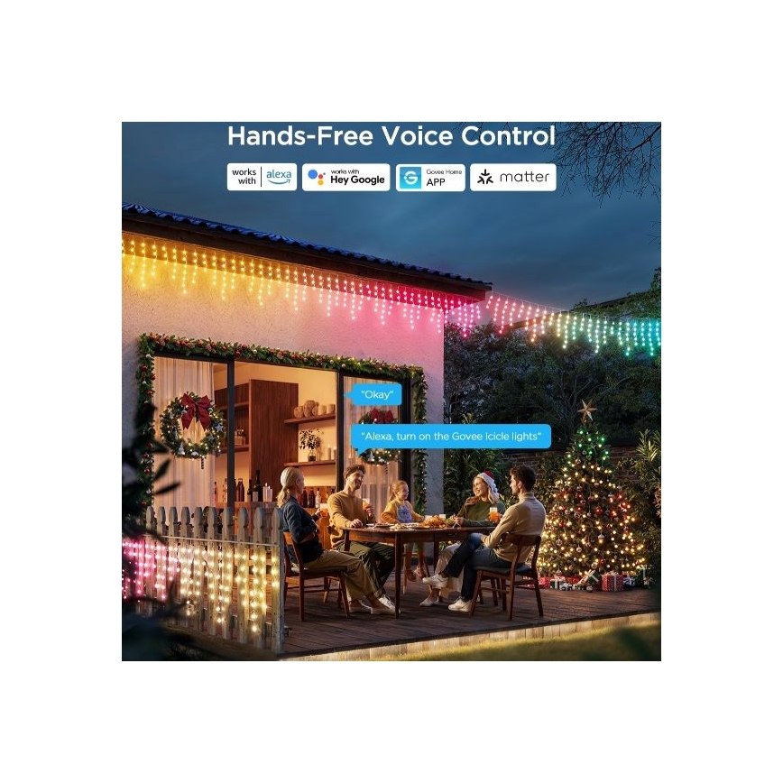 Govee - Guirlande extérieure LED RGBIC Smart glaçons 10m Wi-Fi Matter IP65