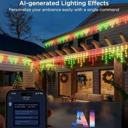Govee - Guirlande extérieure LED RGBIC Smart glaçons 10m Wi-Fi Matter IP65