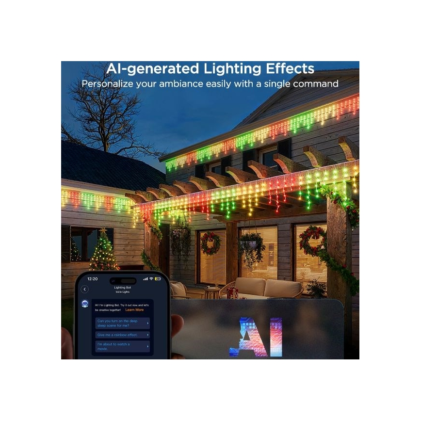Govee - Guirlande extérieure LED RGBIC Smart glaçons 10m Wi-Fi Matter IP65