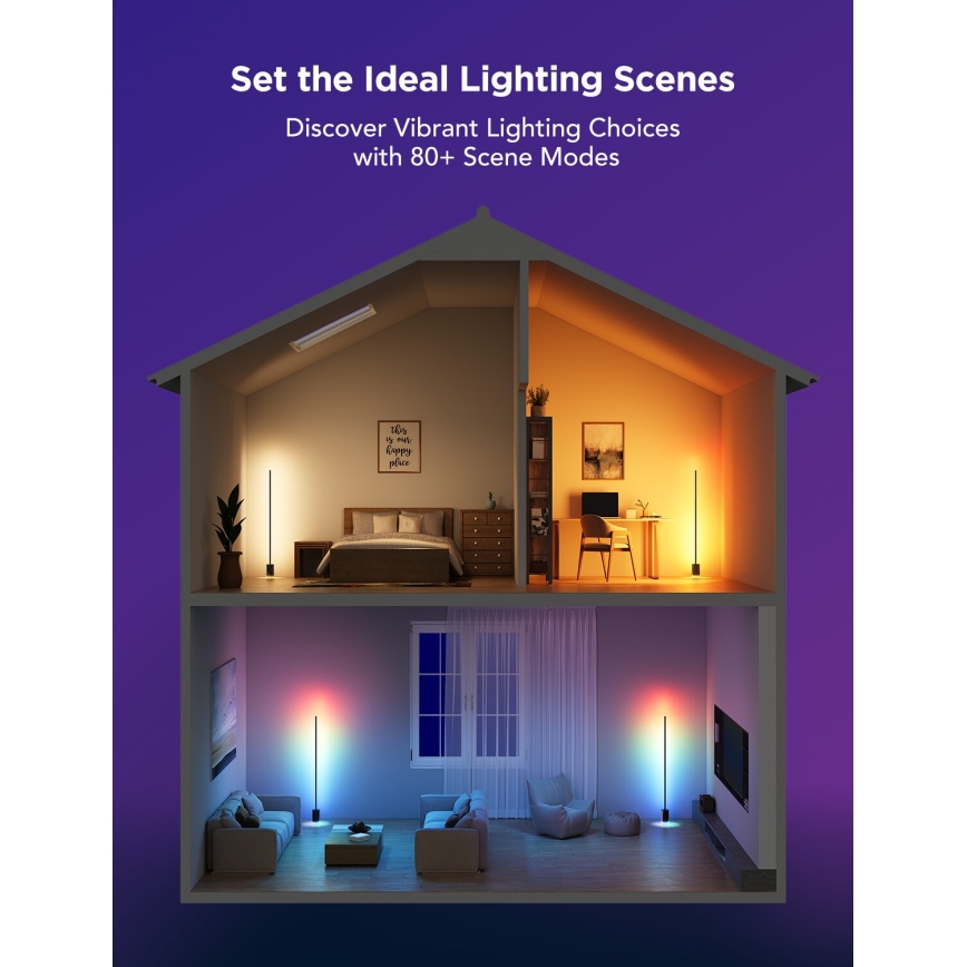 Govee - Lampada da terra dimmerabile a LED Smart MATTER LED RGBICWW 2200-6500K Wi-Fi + telecomando