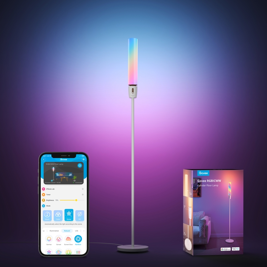 Govee - Lampadaire LED à intensité variable CYLINDER SMART RGBICWW 2200-6500K