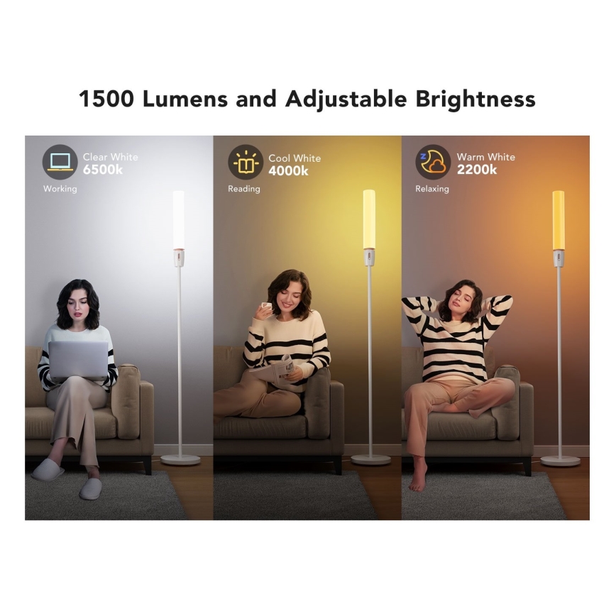 Govee - Lampadaire LED à intensité variable CYLINDER SMART RGBICWW 2200-6500K