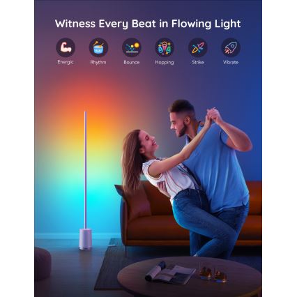 Govee - Lampadaire LED à intensité variable Lyra Smart RGBICWW 2200-6500K Wi-Fi + télécommande
