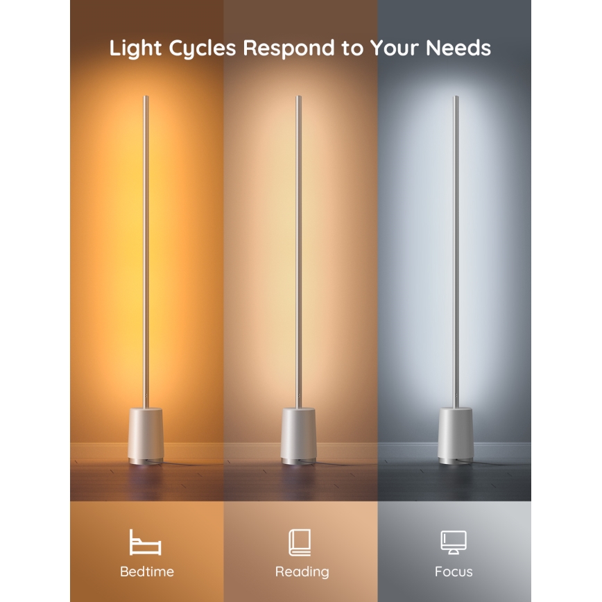 Govee - Lampadaire LED à intensité variable Lyra Smart RGBICWW 2200-6500K Wi-Fi + télécommande