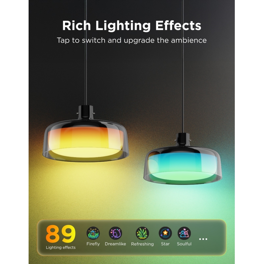 Govee - Lampadario sospeso LED RGBICWW dimmerabile su cavo LED/21W/230V compatibile Matter, Wi-Fi