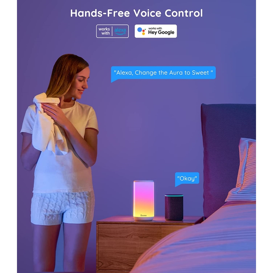 Govee - Lampe de table LED RGBIC à intensité variable AURA 2 2200-6500K Wi-Fi Matter