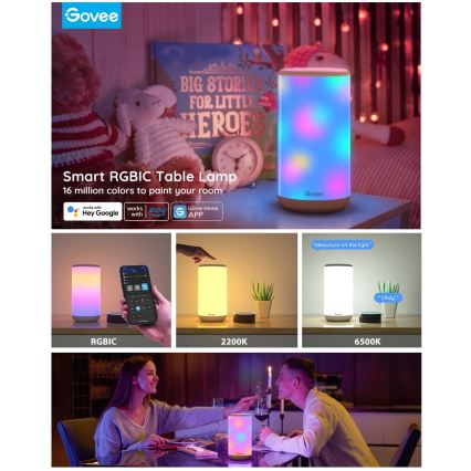 Govee - Lampe de table LED RGBIC à intensité variable AURA 2 2200-6500K Wi-Fi Matter