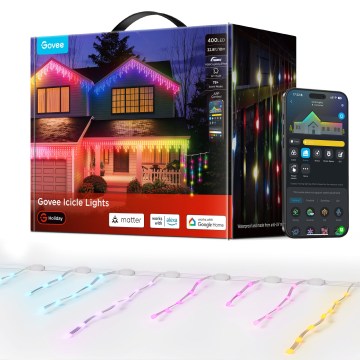 Govee - LED RGBIC Eiszapfen-Lichterkette für den Außenbereich 10 m Wi-Fi Matter IP65