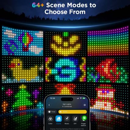 Govee - LED RGBIC Filet d'éclairage extérieur 143x85cm Wi-Fi Matter IP65