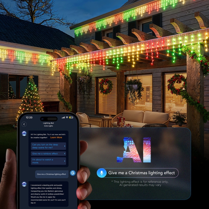 Govee - LED RGBIC Guirlande extérieure à glaçons 10m Wi-Fi Matter IP65