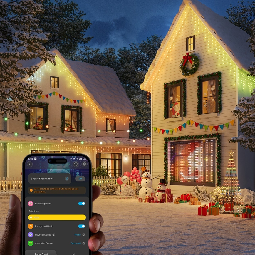 Govee - LED RGBIC Guirlande extérieure à glaçons 10m Wi-Fi Matter IP65