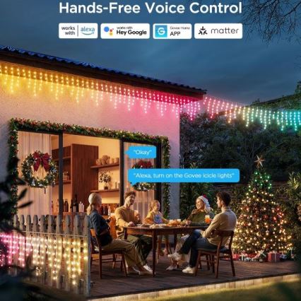Govee - LED-RGBIC-Lichterkette für den Außenbereich Smart Eiszapfen 10m Wi-Fi Matter IP65