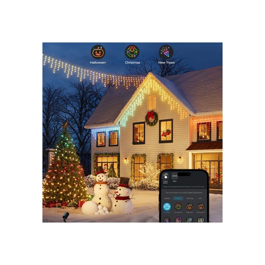 Govee - LED-RGBIC-Lichterkette für den Außenbereich Smart Eiszapfen 10m Wi-Fi Matter IP65