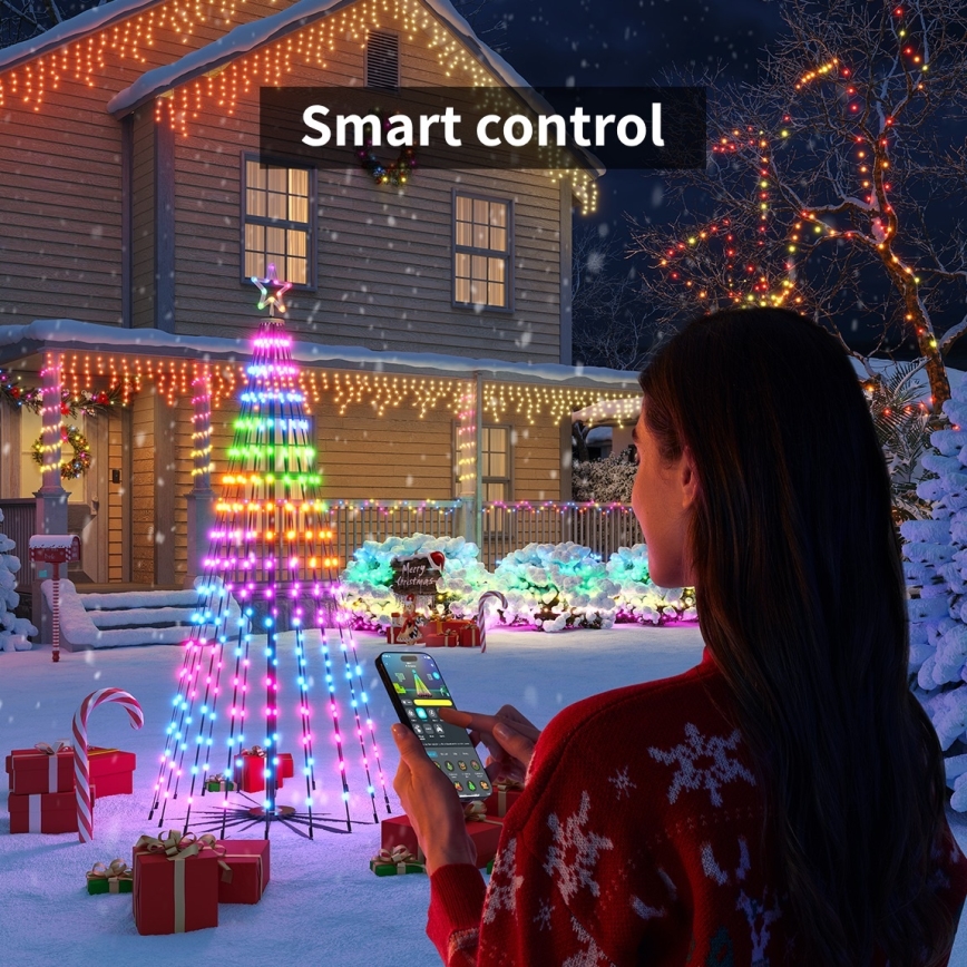 Govee - Sapin de Noël LED RGBIC avec étoile au sommet LED/15W/230V IP65 1,8m Matter Wi-Fi