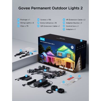 Govee - LED RGBIC String-Downlights 30m Wi-Fi Matter IP67
