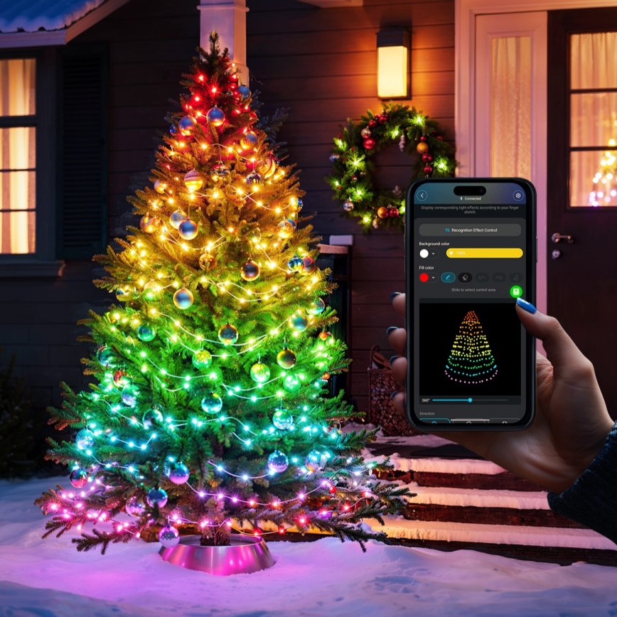 Govee - LED RGBICW Catena luminosa natalizia per esterni 2700-6500K 20m Wi-Fi Matter IP65