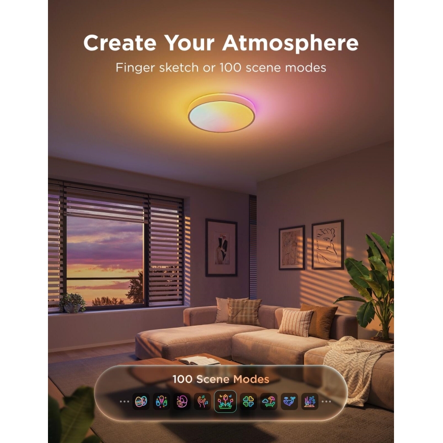 Govee - LED RGBICWW Plafonnier dimmable LED/55W/230V Ø 46 cm Matter Wi-Fi