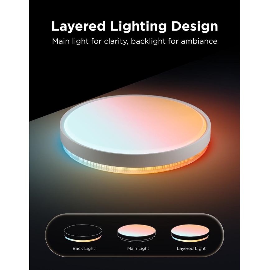 Govee - LED RGBICWW Plafonnier dimmable LED/55W/230V Ø 46 cm Matter Wi-Fi