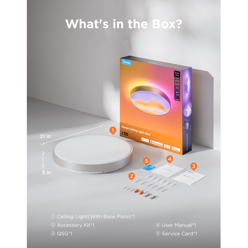 Govee - LED RGBICWW Plafonnier LED dimmable/55W/230V Ø 53 cm Matter Wi-Fi