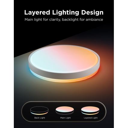 Govee - LED RGBICWW dimmbare Deckenleuchte LED/55W/230V Ø 46 cm Matter Wi-Fi
