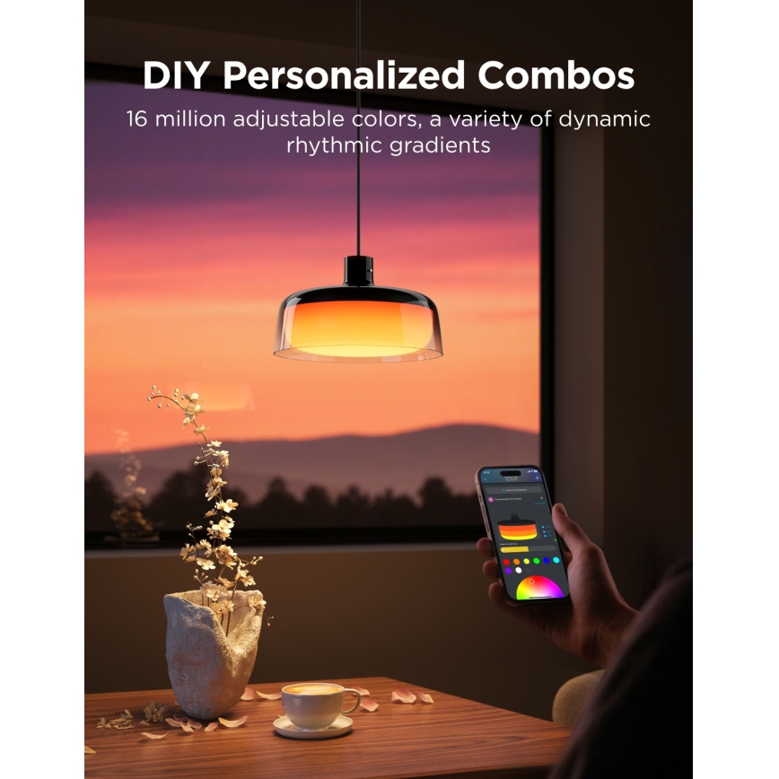 Govee - LED RGBICWW dimmbare Pendelleuchte mit Seilaufhängung LED/21W/230V Matter Wi-Fi