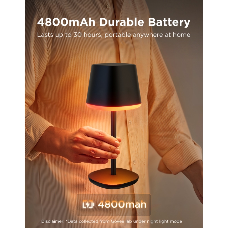 Govee - LED RGBICWW Lampada da tavolo dimmerabile CLASSIC MATTER LED/10W/5V 4800mAh Wi-Fi
